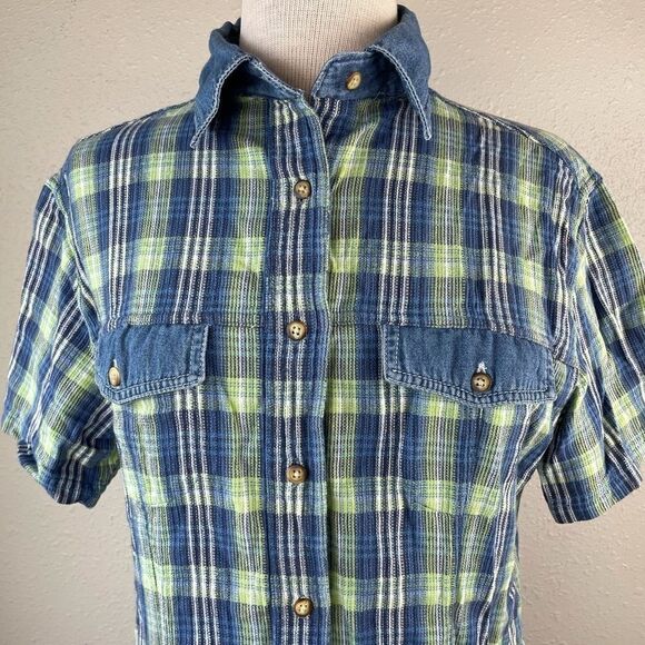 Relay Company Short Sleeve Flannel Button Down Top - Picture 2 of 8
